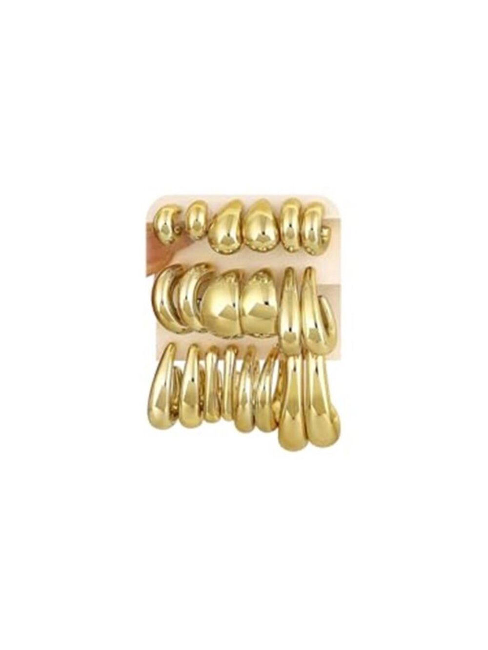 Gold Hoop Earrings Women 10 Pair Set Chunky Statement Teardrop Lightweight Hoops